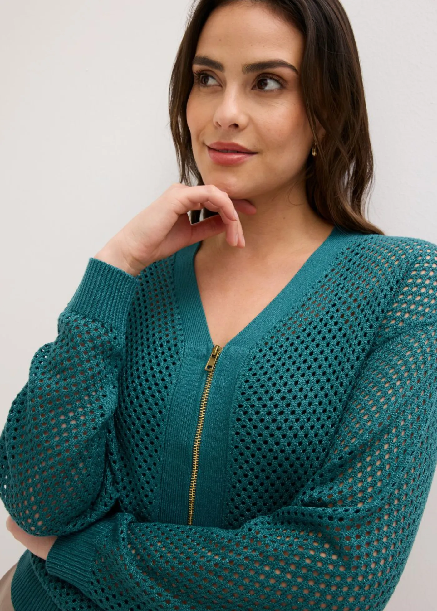 bonprix bonprix Jerséis|Novedades>Cárdigan Verde pimiento/metalizado