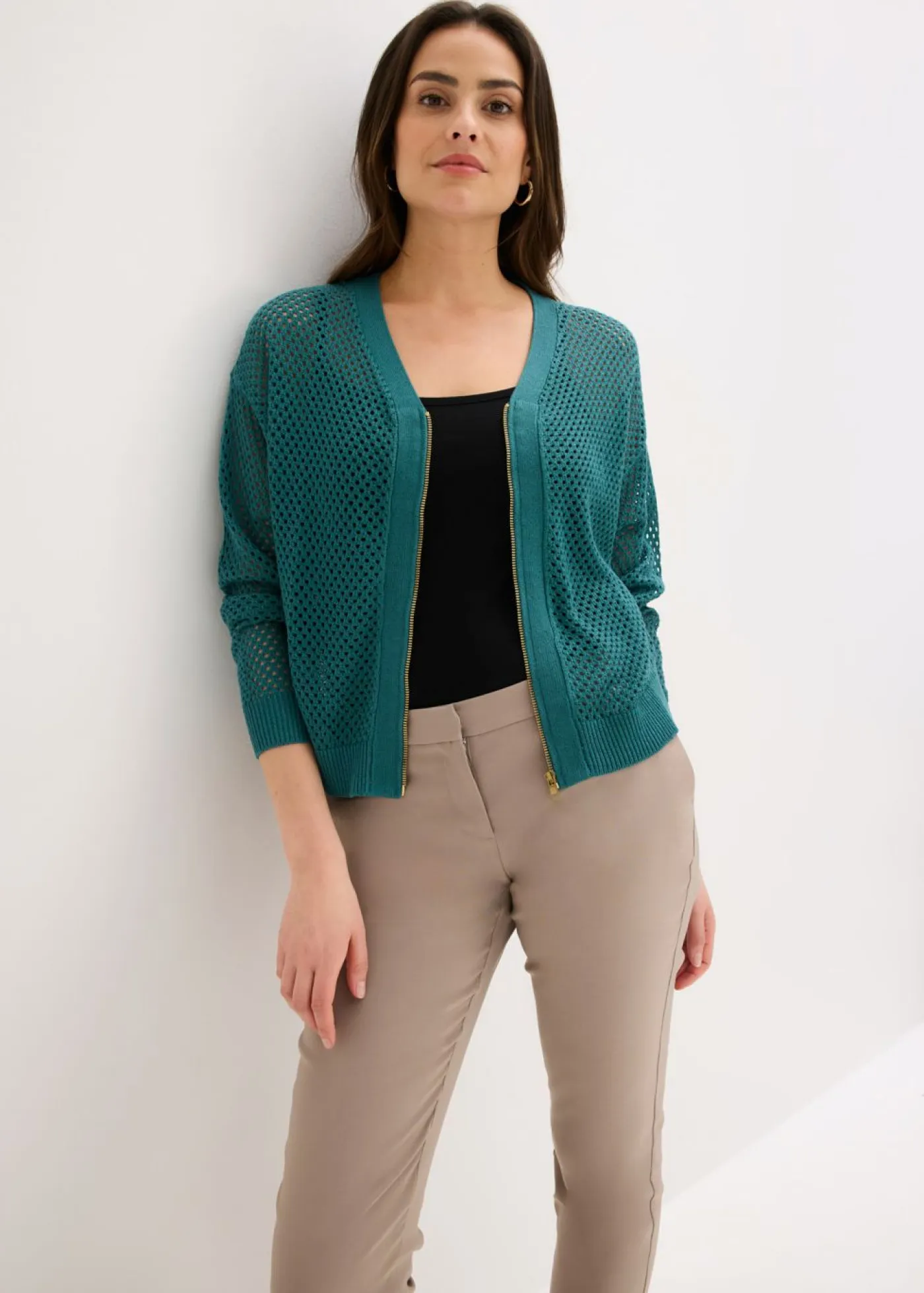 bonprix bonprix Jerséis|Novedades>Cárdigan Verde pimiento/metalizado