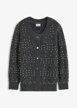 bonprix bonprix Ropa De Punto|Jerséis>Cárdigan antracita jaspeado moteado