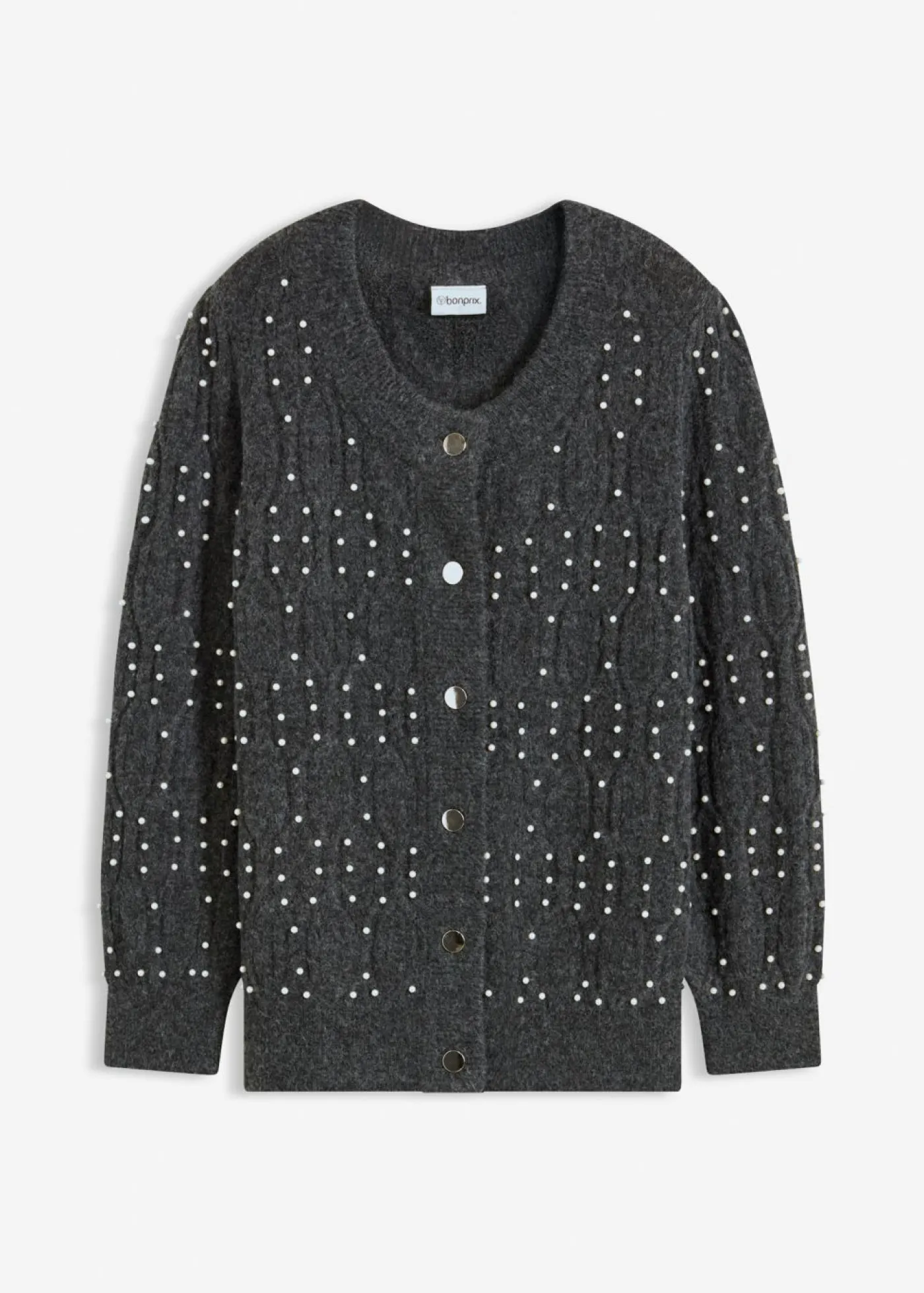 bonprix bonprix Ropa De Punto|Jerséis>Cárdigan antracita jaspeado moteado