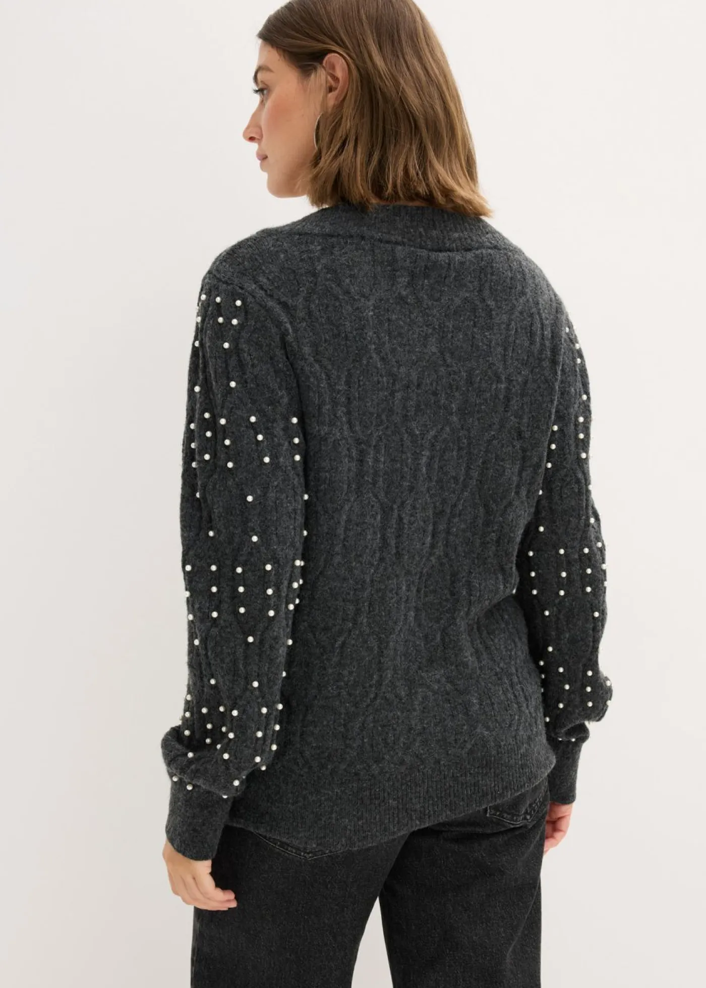 bonprix bonprix Ropa De Punto|Jerséis>Cárdigan antracita jaspeado moteado