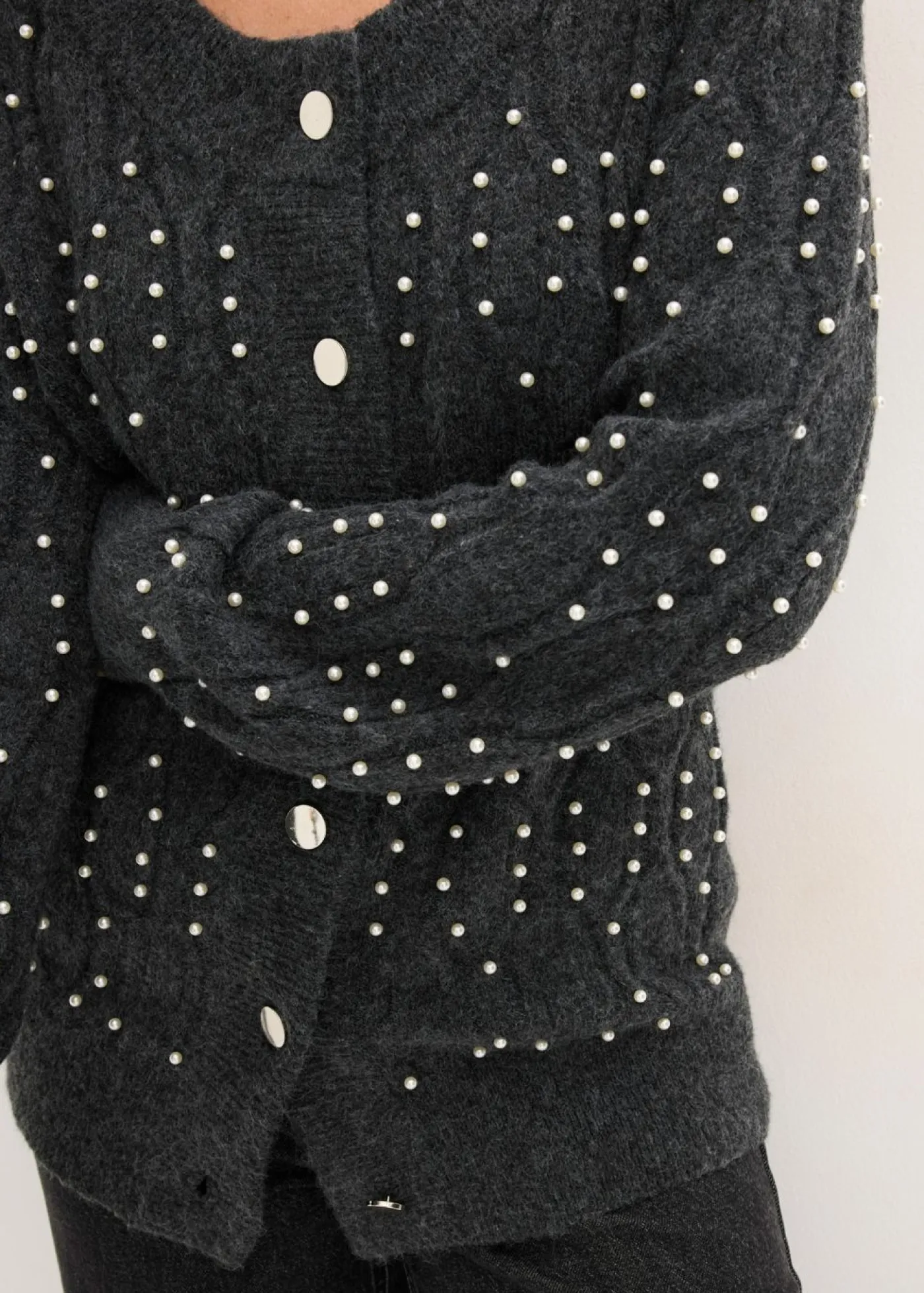 bonprix bonprix Ropa De Punto|Jerséis>Cárdigan antracita jaspeado moteado