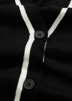 bonprix bonprix Jerséis|Ropa De Punto>Cárdigan con cuello en V Negro-blanco lana