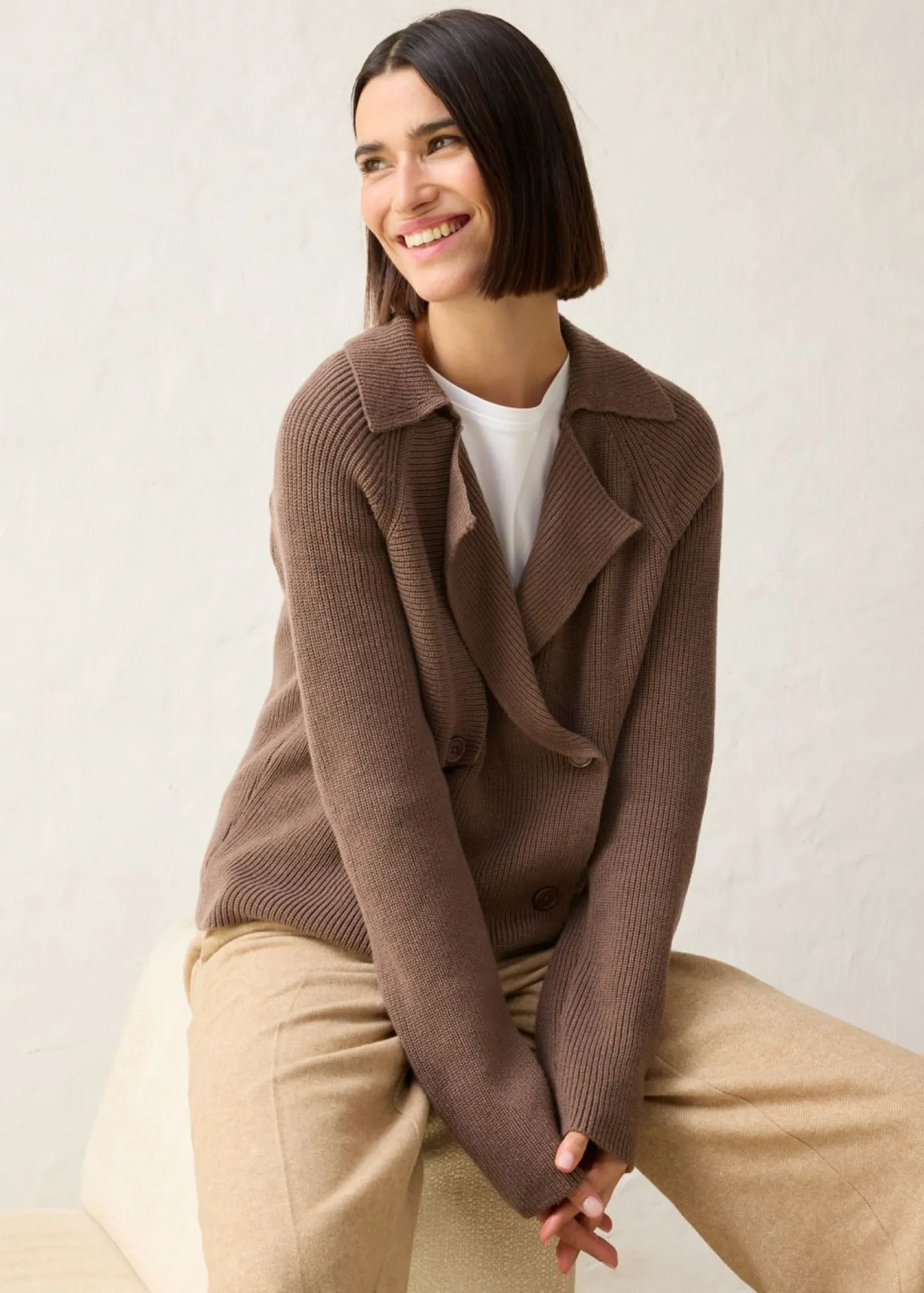 bonprix bonprix Jerséis|Ropa De Punto>Cárdigan con lana marrón arcilla