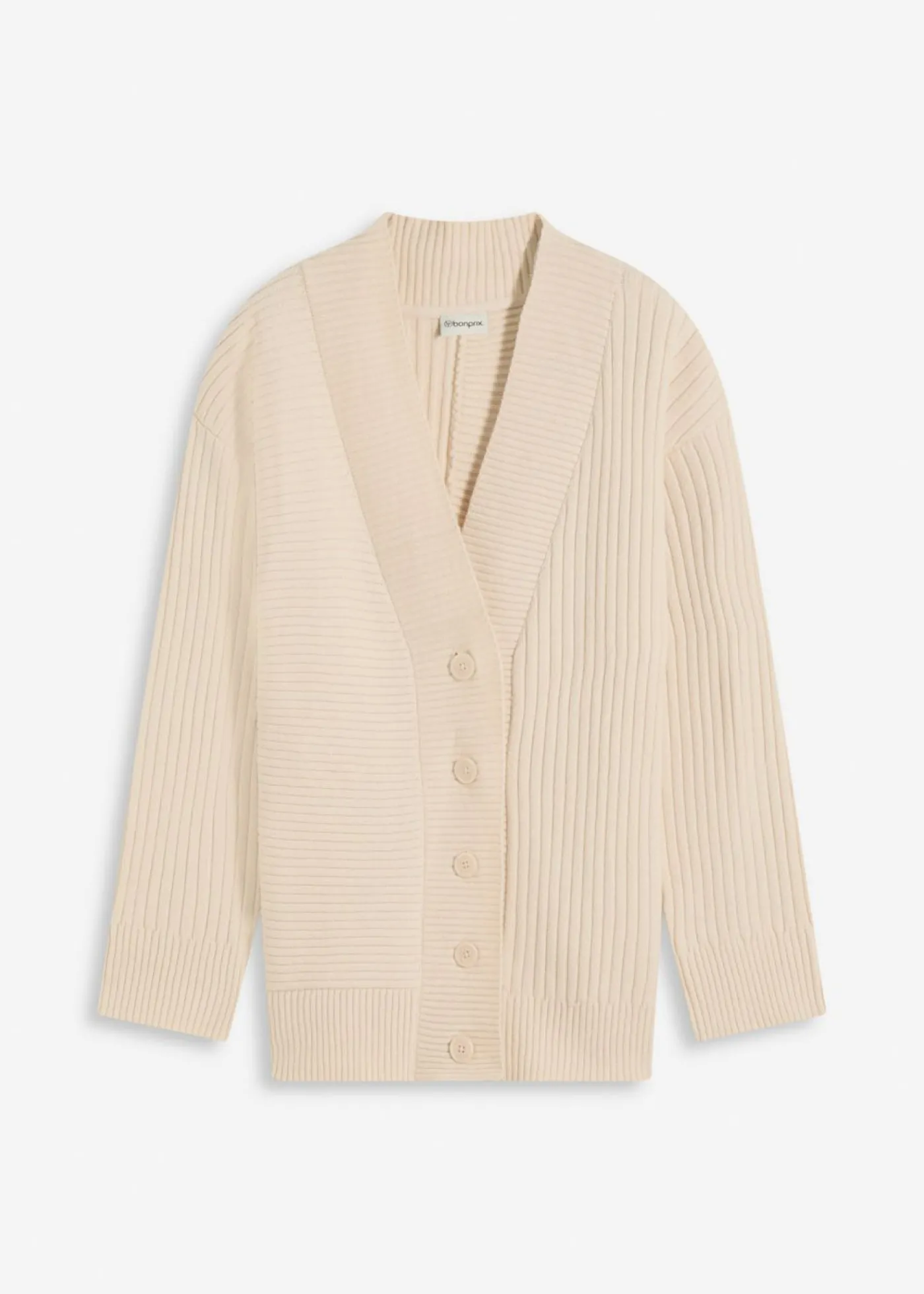 bonprix bonprix Jerséis|Ropa De Punto>Cárdigan con patrón de canalé gris guijarro moteado