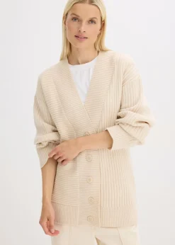 bonprix bonprix Jerséis|Ropa De Punto>Cárdigan con patrón de canalé gris guijarro moteado