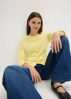 Mujer bonprix bonprix Cárdigan de ajour de mezcla de algodón