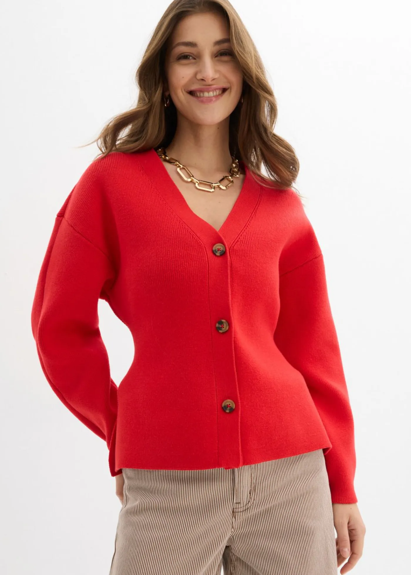 bonprix bonprix Jerséis|Ropa De Punto>Cárdigan de mezcla de algodón fresa