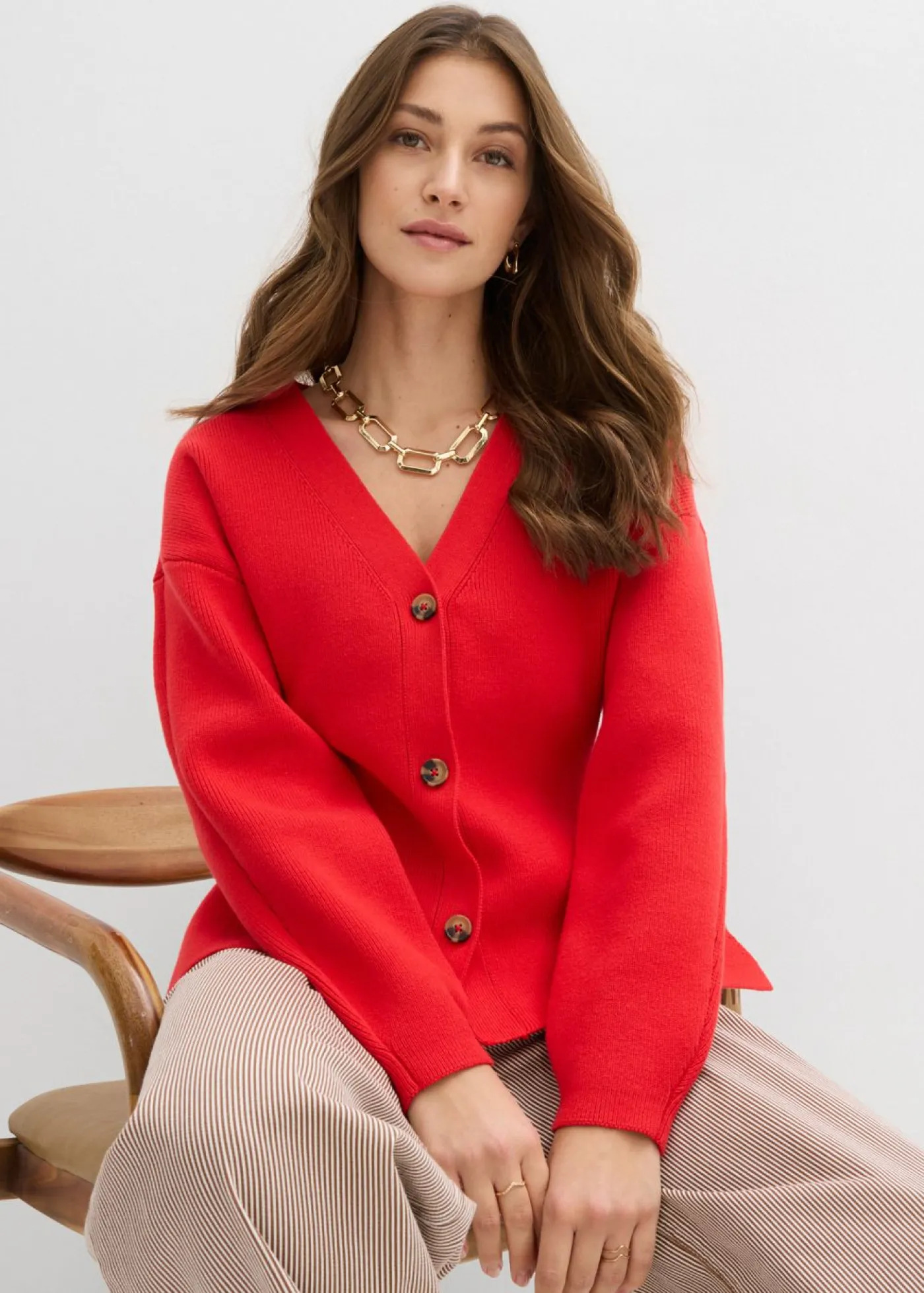 bonprix bonprix Jerséis|Ropa De Punto>Cárdigan de mezcla de algodón fresa