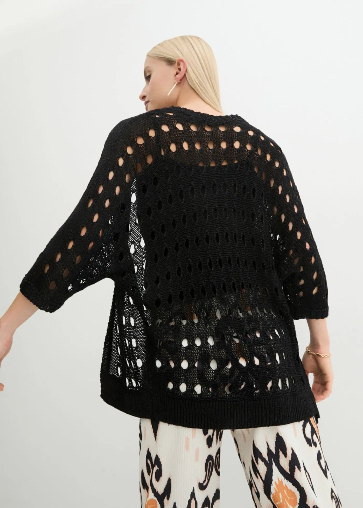 bonprix bonprix Jerséis|Ropa De Punto>Cárdigan de punto ajour con hilo brillante Negro