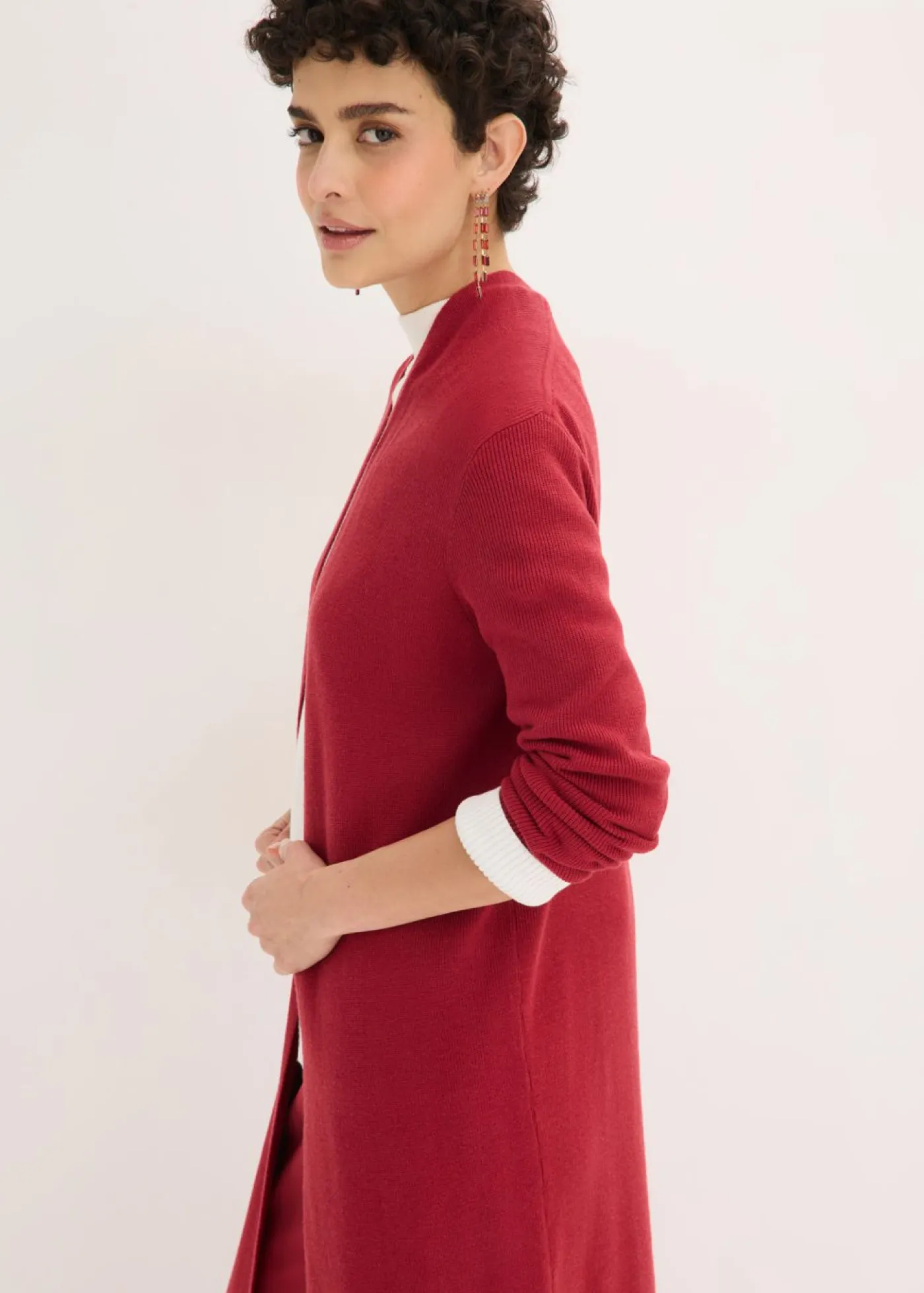 bonprix bonprix Jerséis|Ropa De Punto>Cárdigan largo de punto con viscosa Cereza