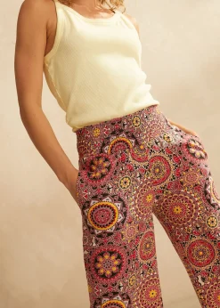 Mujer bonprix bonprix Culotte ancho capri de punto con cinturilla ancha de nido de abeja