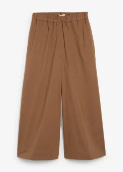 bonprix bonprix Pantalones>Culotte con aspecto de lana marrón pimienta moteado