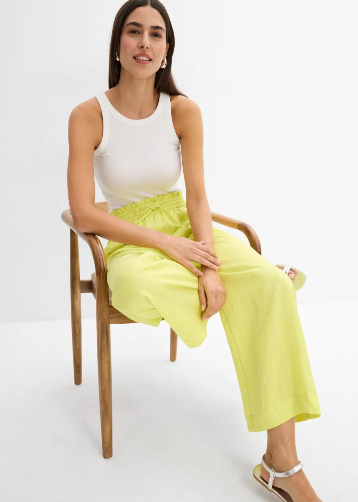 bonprix bonprix Pantalones>Culotte de mezcla de lyocell fluido Amarillo cítrico