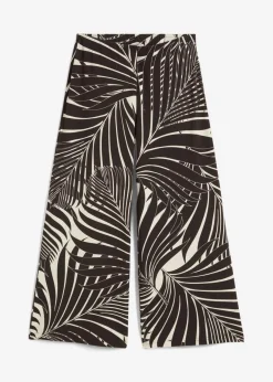 bonprix bonprix Pantalones>Culotte de mezcla de viscosa suave Crudo/marrón oscuro estampado