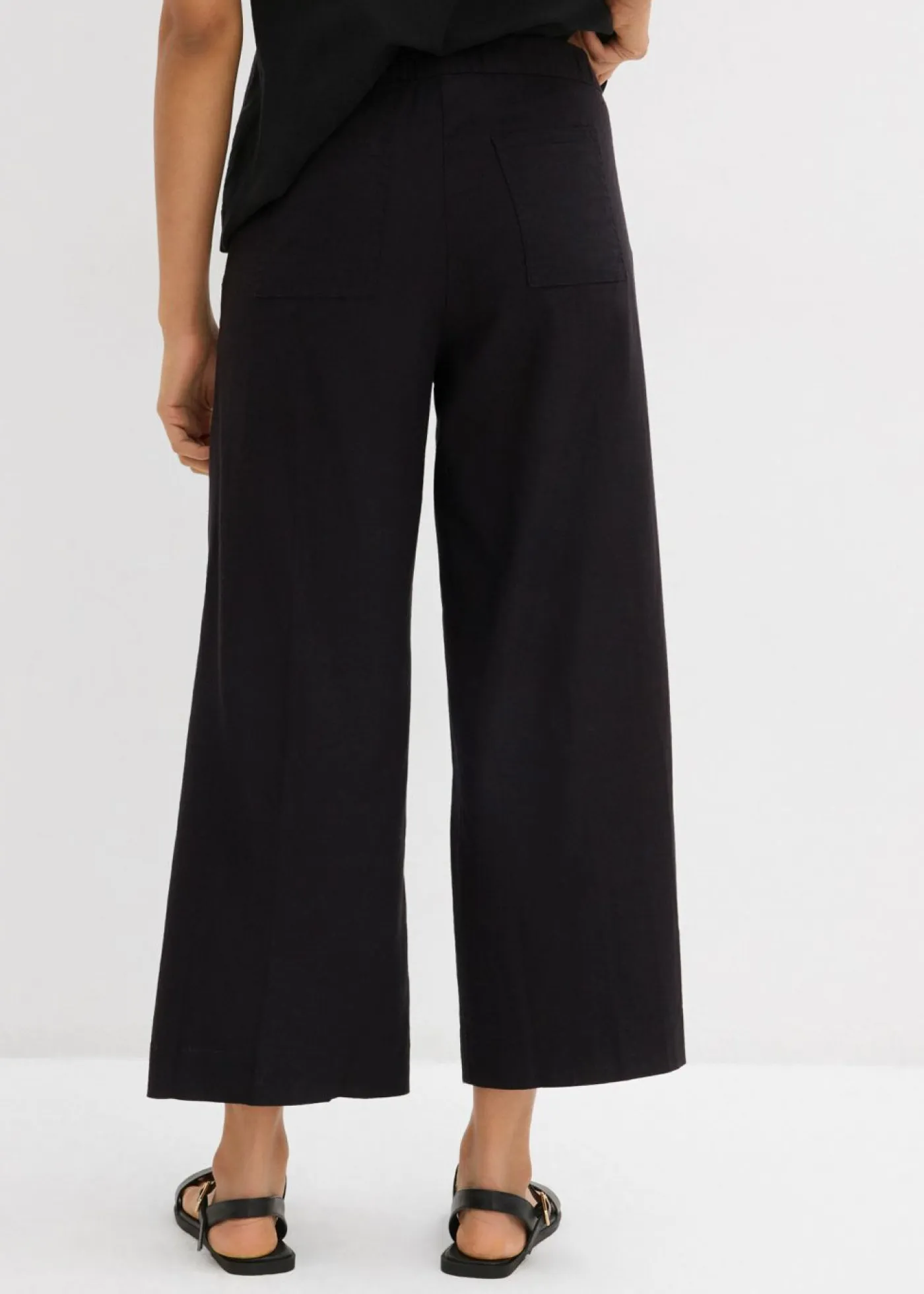 bonprix bonprix Esenciales|Pantalones>Culotte de mezcla de viscosa con cinturilla elástica Negro