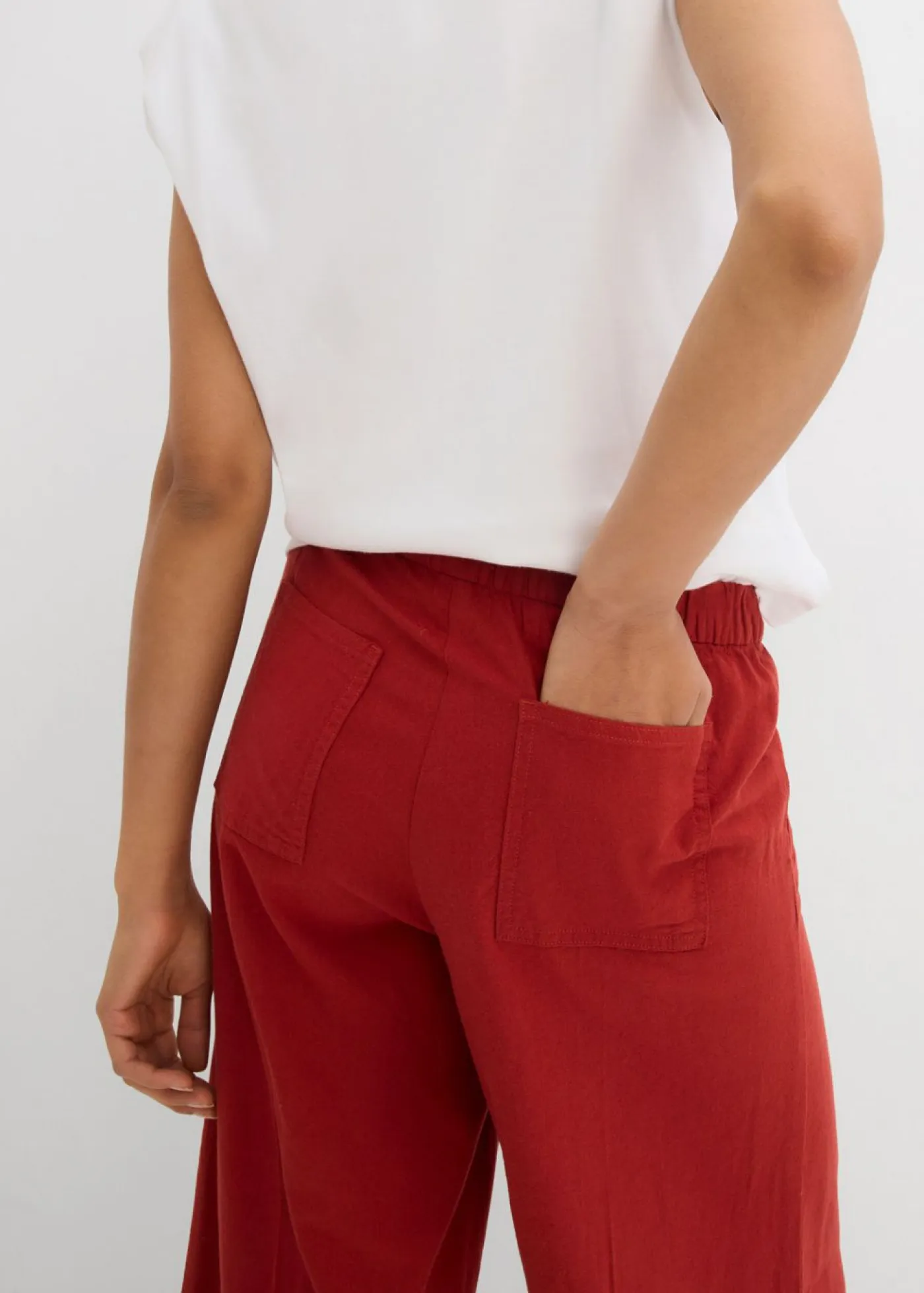 bonprix bonprix Esenciales|Pantalones>Culotte de mezcla de viscosa con cinturilla elástica rojo carmín