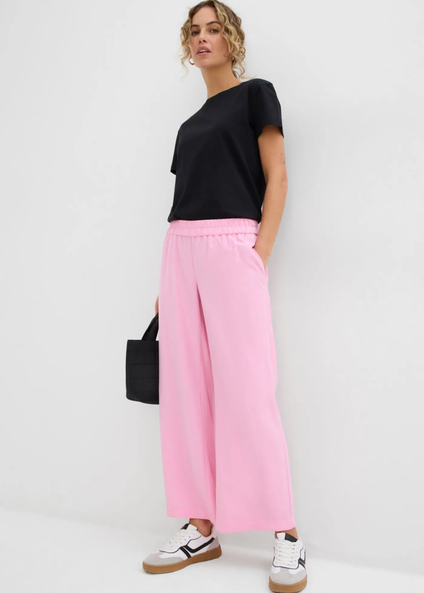 bonprix bonprix Pantalones>Culotte de mezcla de viscosa suave Rosa