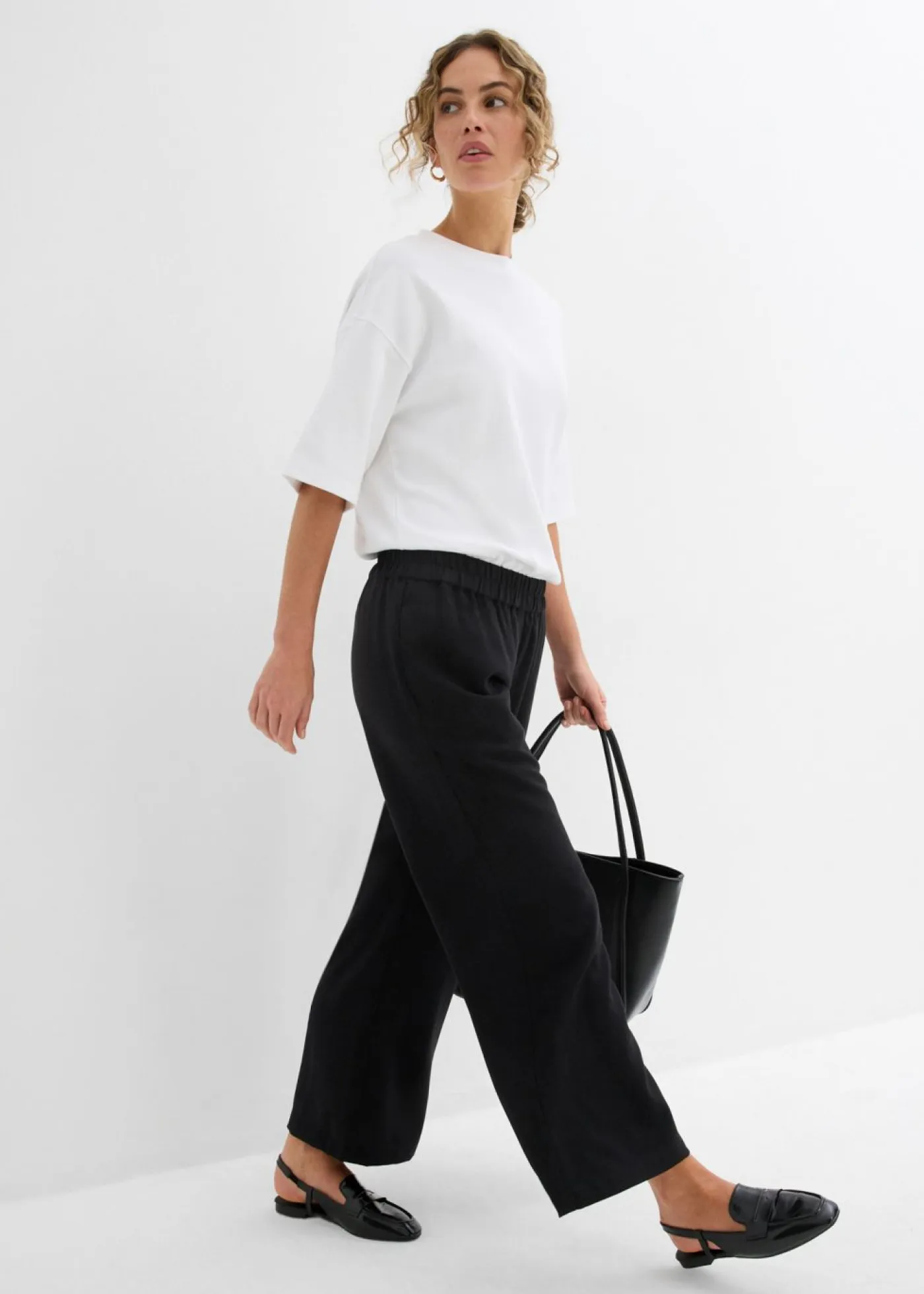bonprix bonprix Pantalones>Culotte de mezcla de viscosa suave Negro
