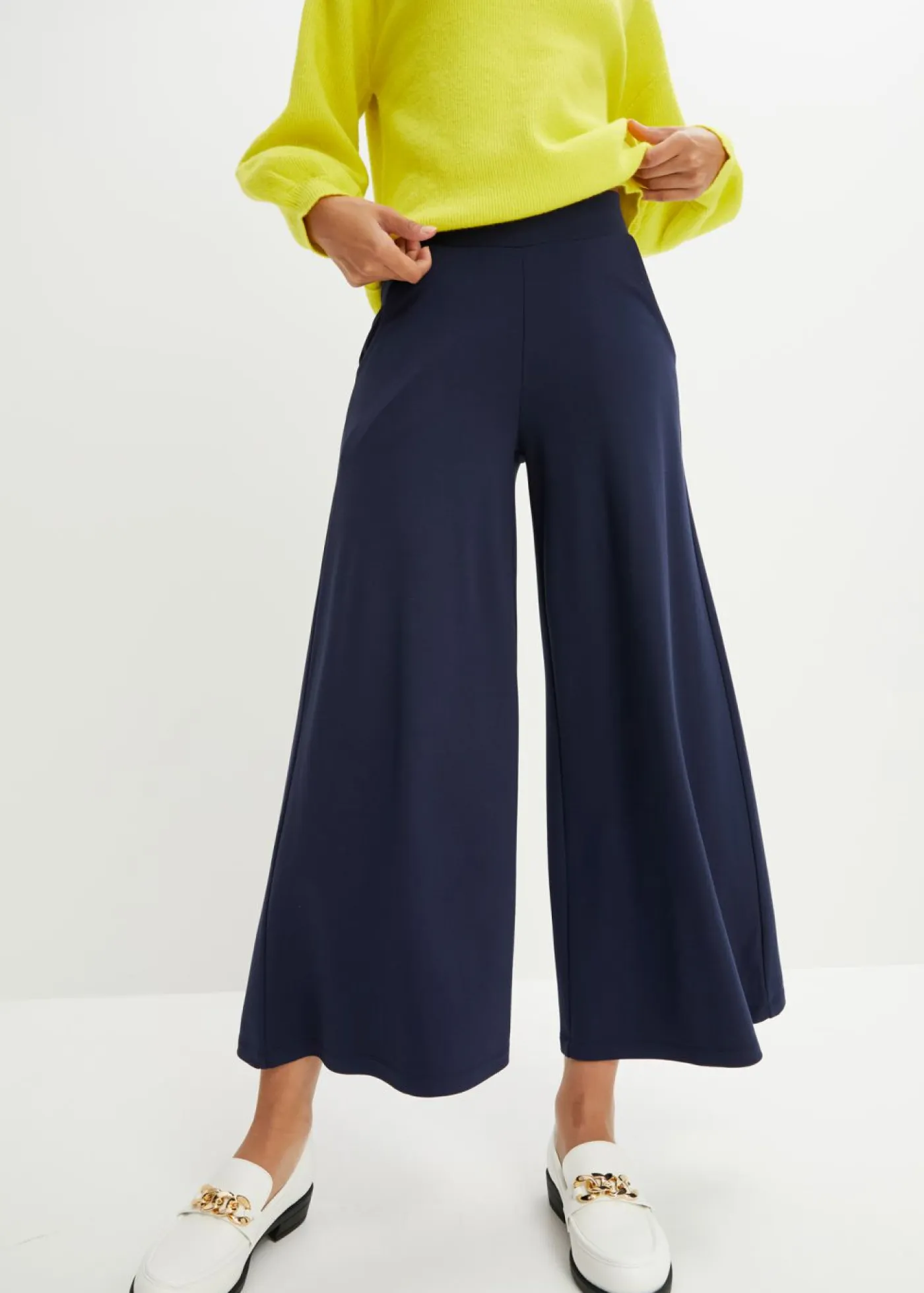 bonprix bonprix Pantalones|Novedades>Culotte de mezcla de viscosa Azul marino