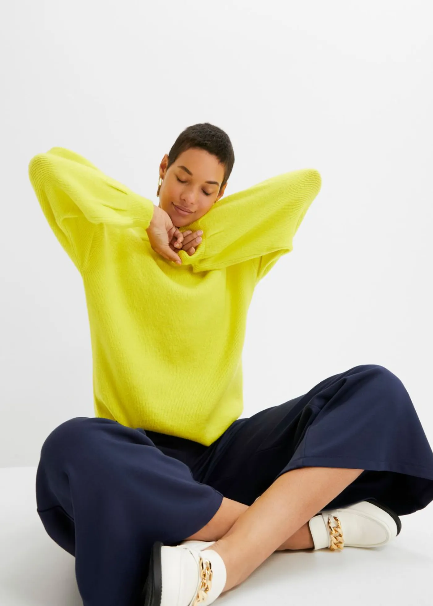 bonprix bonprix Pantalones|Novedades>Culotte de mezcla de viscosa Azul marino