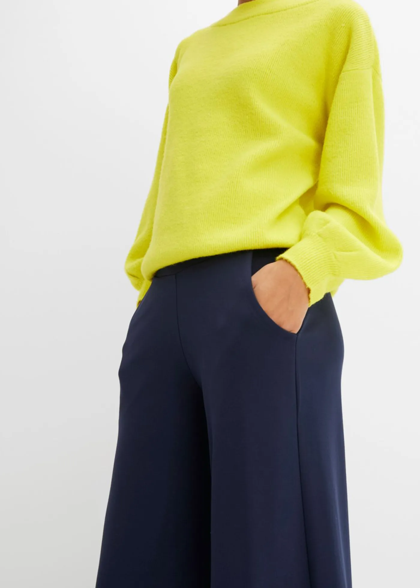 bonprix bonprix Pantalones|Novedades>Culotte de mezcla de viscosa Azul marino