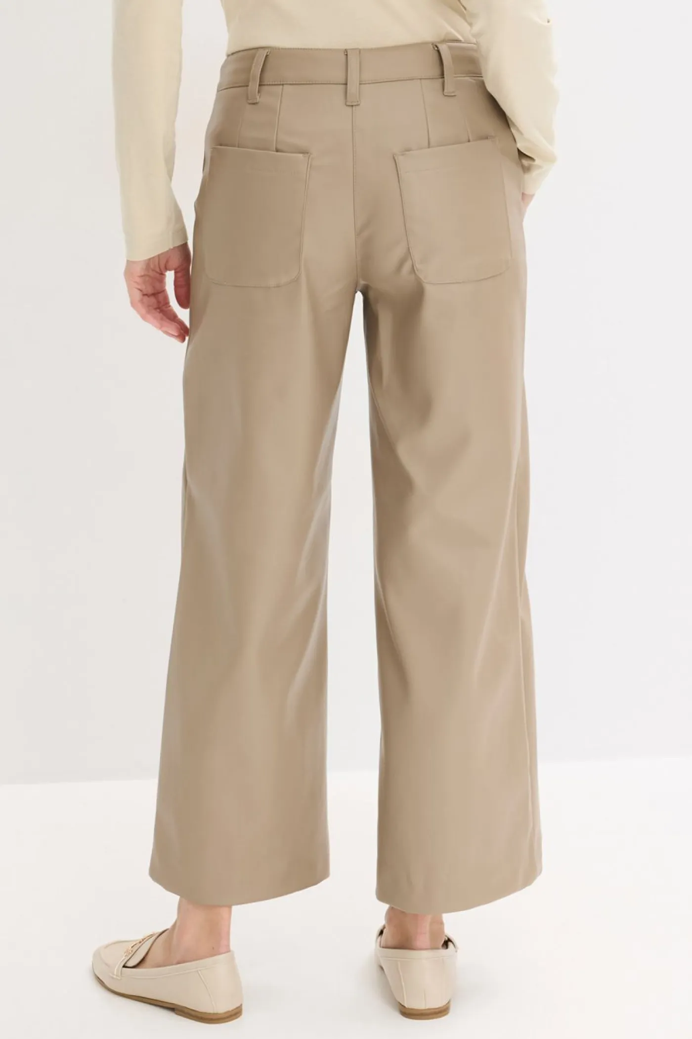 bonprix bonprix Pantalones>Culotte de piel sintética Marrón grisáceo