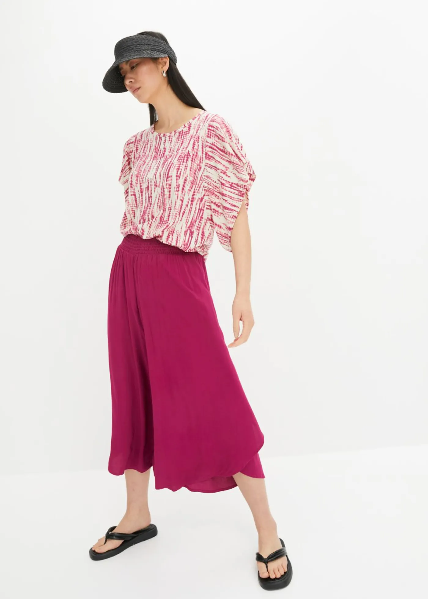 bonprix bonprix Pantalones>Culotte hasta la pantorrilla de viscosa sostenible Violeta