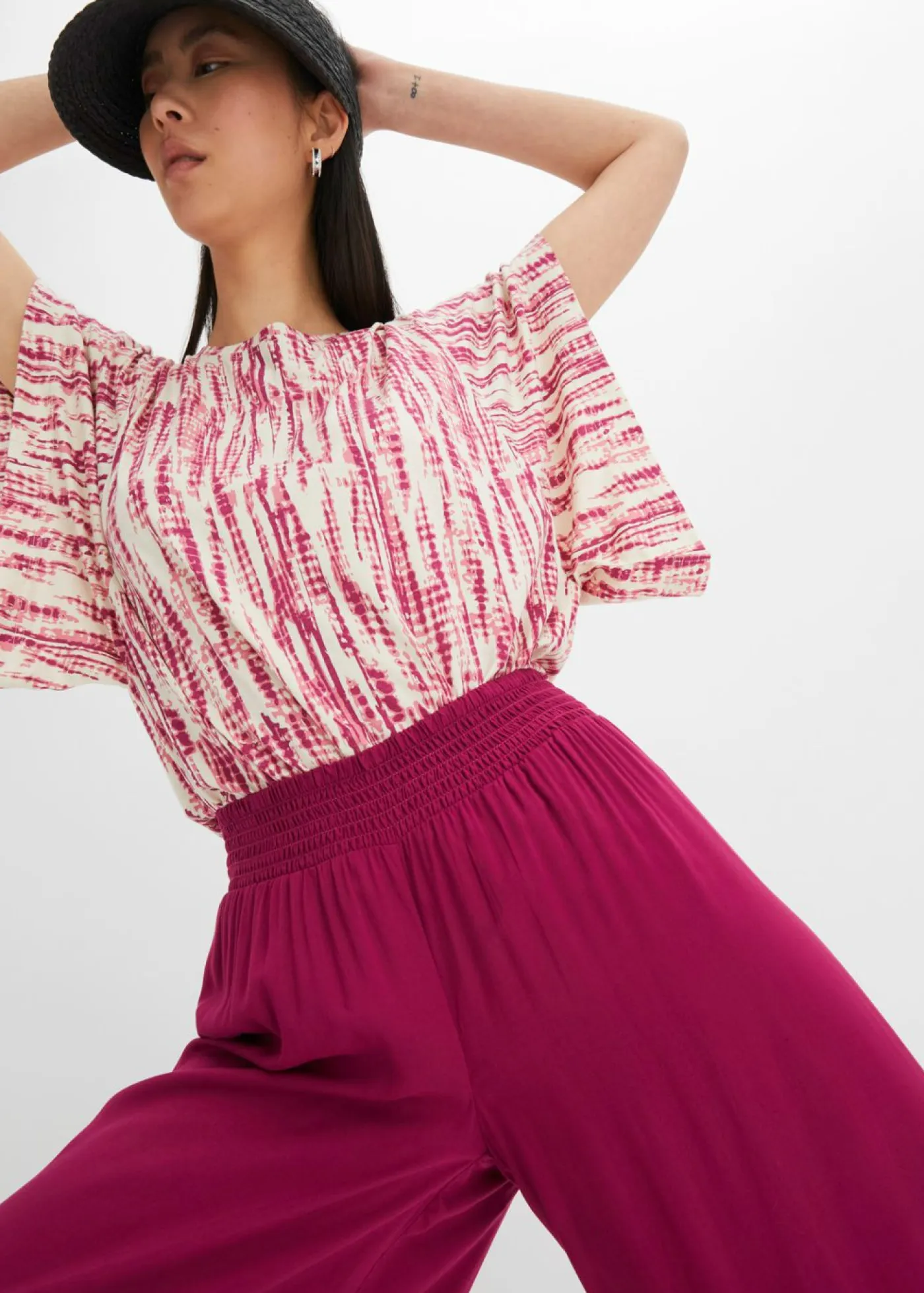 bonprix bonprix Pantalones>Culotte hasta la pantorrilla de viscosa sostenible Violeta