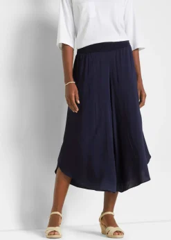 bonprix bonprix Pantalones>Culotte hasta la pantorrilla de viscosa sostenible Azul marino