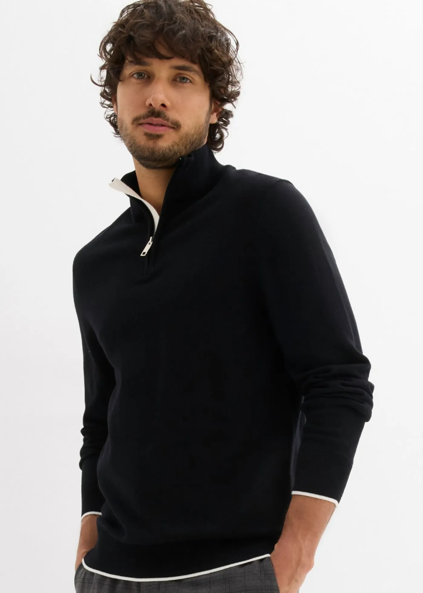 Hombre bonprix bonprix Elegante jersey tipo troyer de algodón