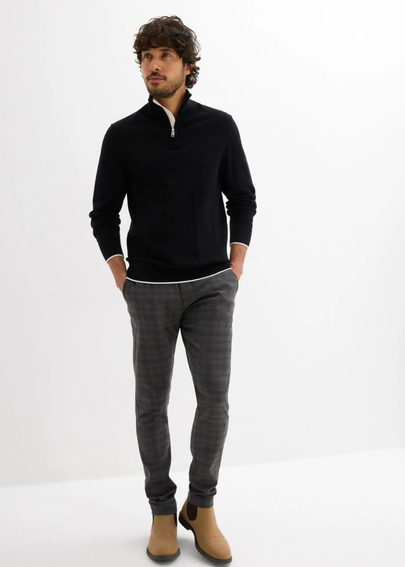 Hombre bonprix bonprix Elegante jersey tipo troyer de algodón