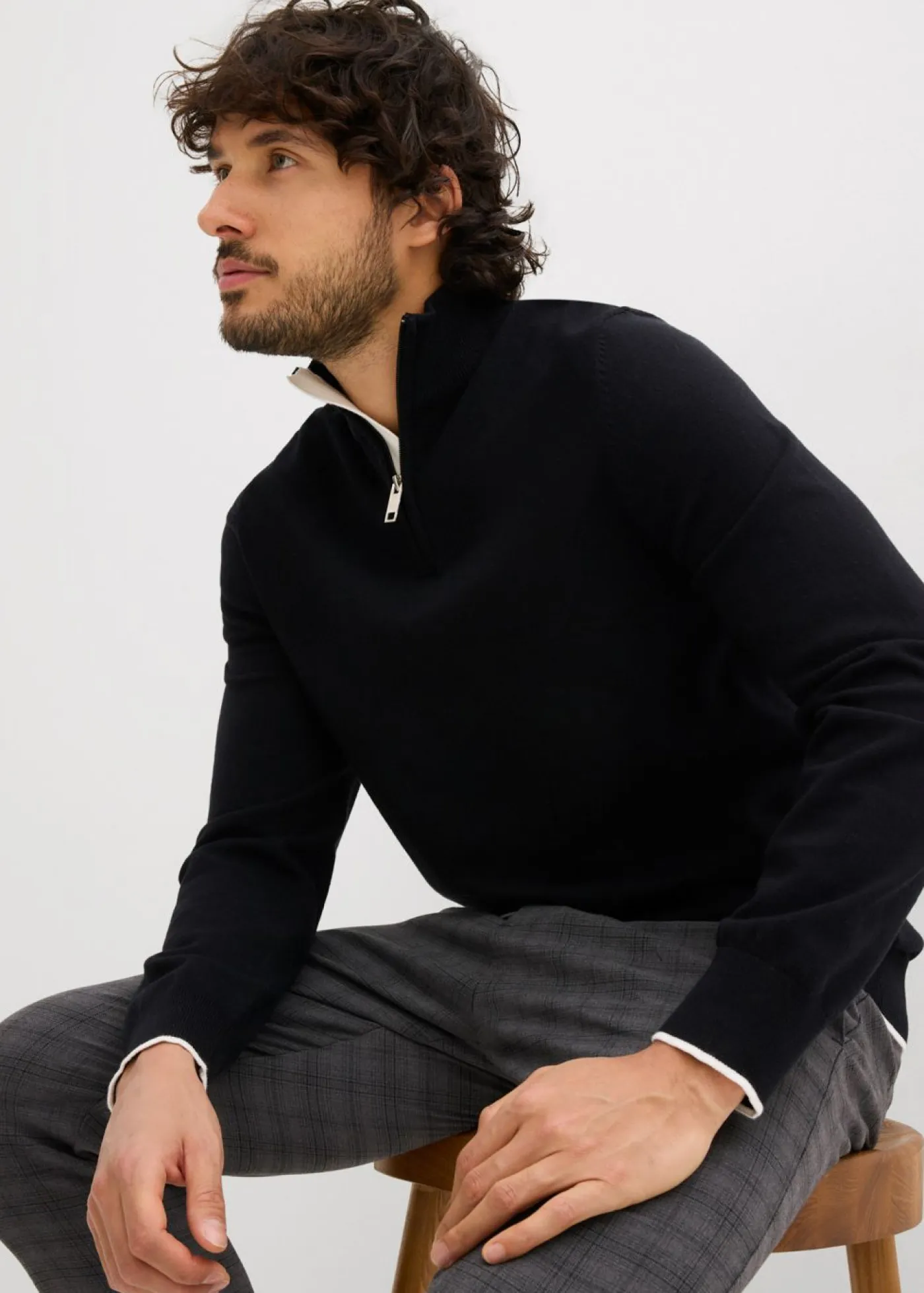 Hombre bonprix bonprix Elegante jersey tipo troyer de algodón