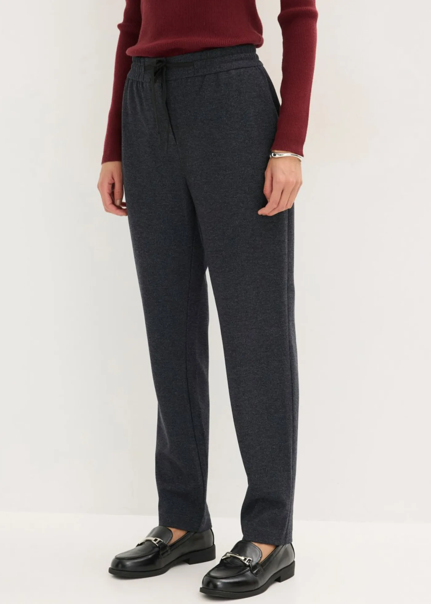 bonprix bonprix Pantalones>Elegante pantalón elástico Azul marino jaspeado