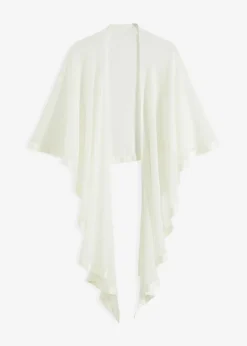 bonprix bonprix Ponchos|Jerséis>Estola con un delicado detalle de satén Blanco-crema