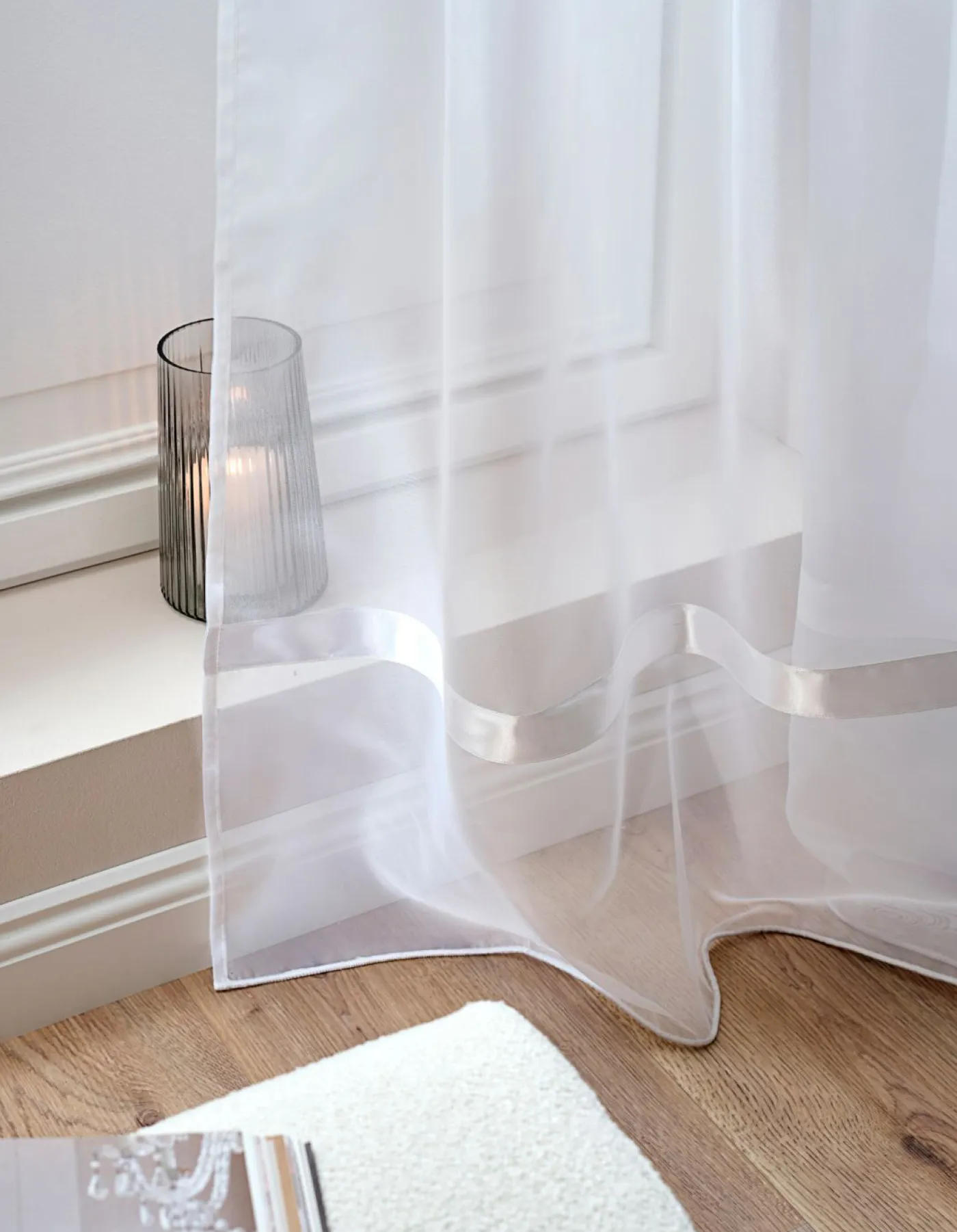 bonprix bonprix Cortinas Baratas|Cortinas Semitransparentes>Estor con cinta de raso Blanco