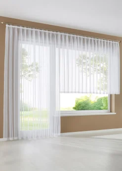bonprix bonprix Cortinas Semitransparentes>Estor de poliéster reciclado con borde de encaje Blanco