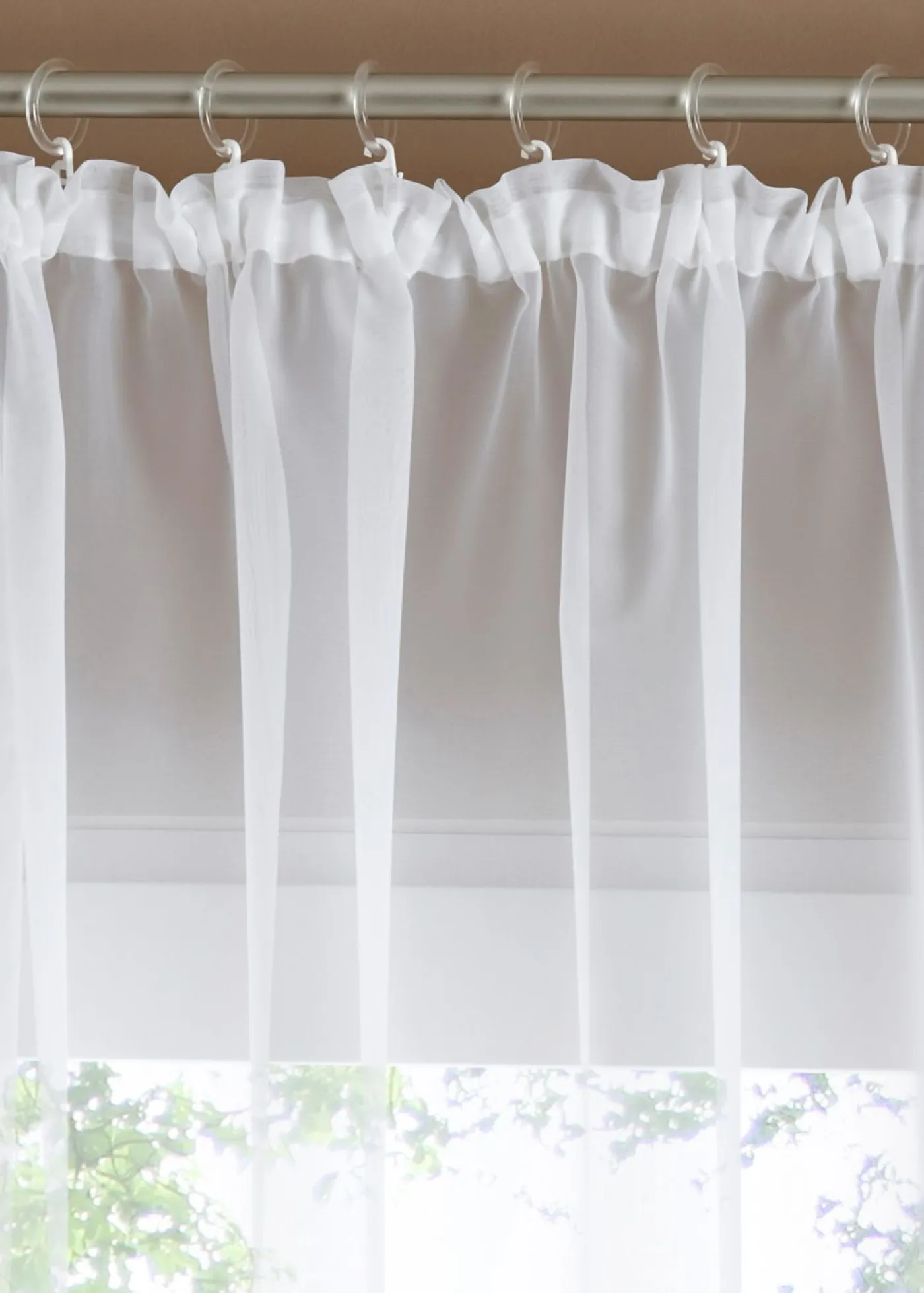 bonprix bonprix Cortinas Semitransparentes>Estor de poliéster reciclado con borde de encaje Blanco