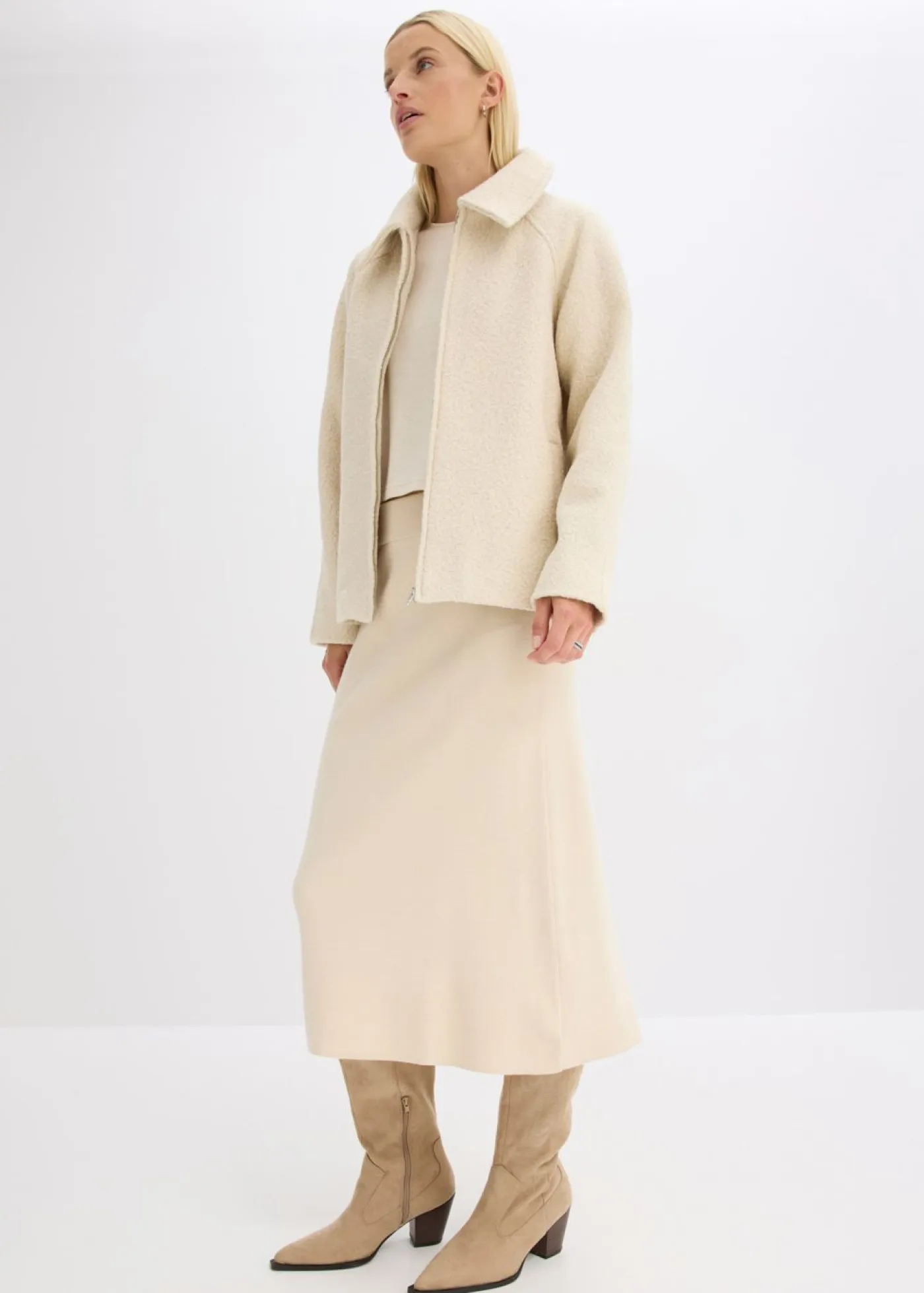 bonprix bonprix Faldas>Falda acampanada de punto gris guijarro moteado