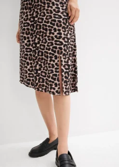Mujer bonprix bonprix Falda con abertura y estampado de leopardo