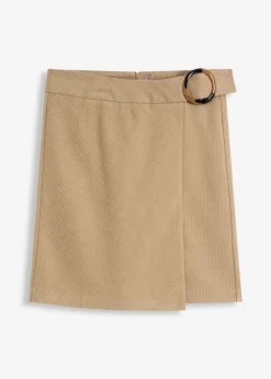 Mujer bonprix bonprix Falda con aspecto cruzado y patrón de espiga