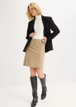 Mujer bonprix bonprix Falda con aspecto cruzado y patrón de espiga