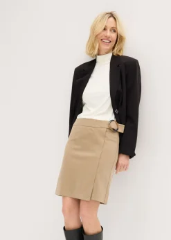 Mujer bonprix bonprix Falda con aspecto cruzado y patrón de espiga