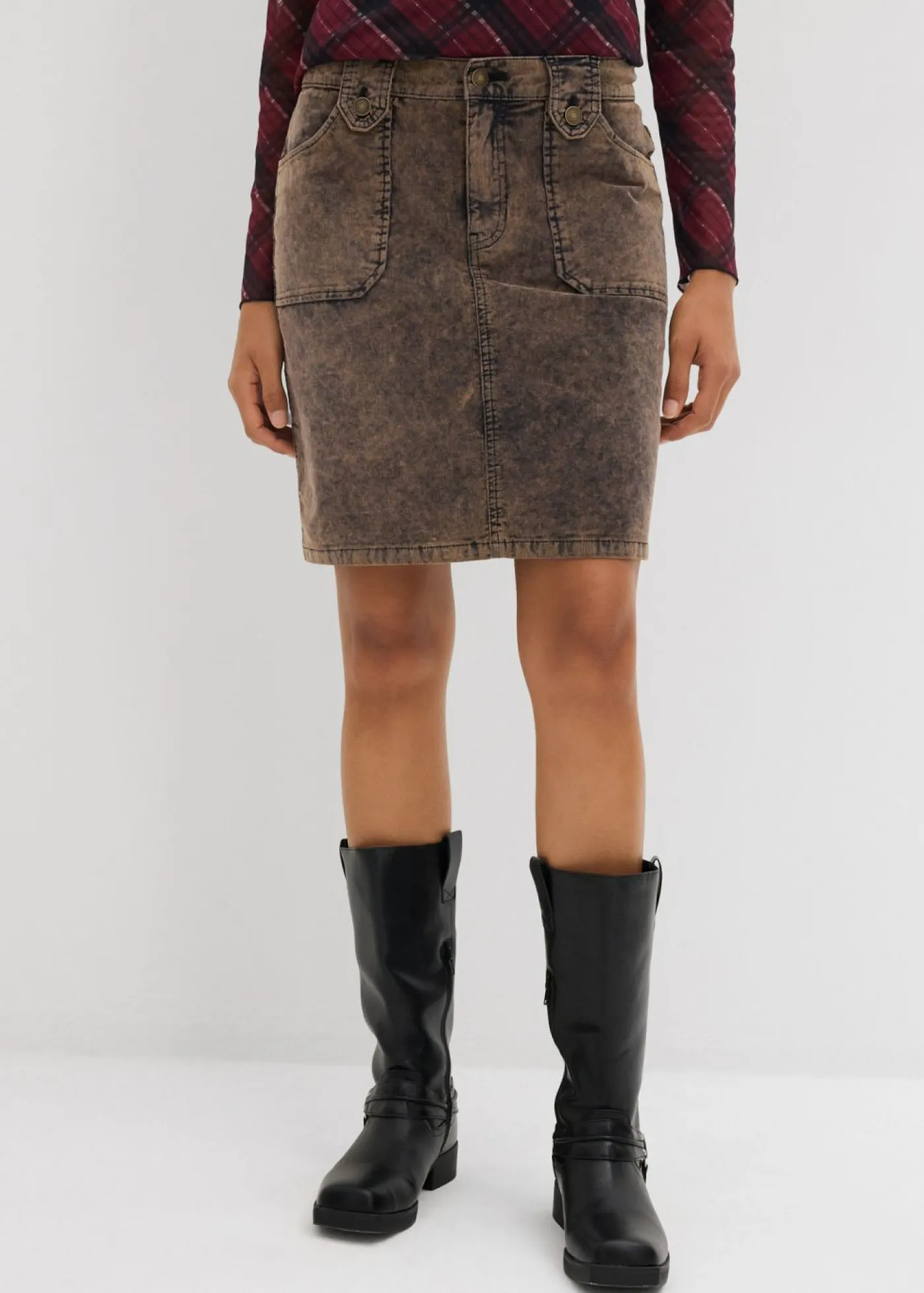 Mujer bonprix bonprix Falda corta de pana con efecto desgastado