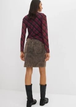 Mujer bonprix bonprix Falda corta de pana con efecto desgastado