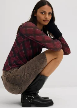 Mujer bonprix bonprix Falda corta de pana con efecto desgastado