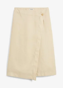 Mujer bonprix bonprix Falda cruzada de lino puro