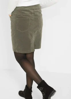 Mujer bonprix bonprix Falda de algodón de pana, elástica, con cintura cómoda