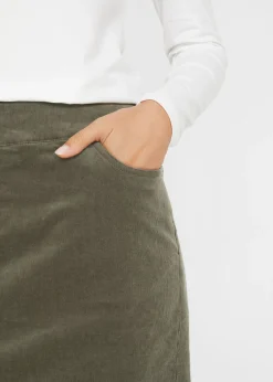 Mujer bonprix bonprix Falda de algodón de pana, elástica, con cintura cómoda