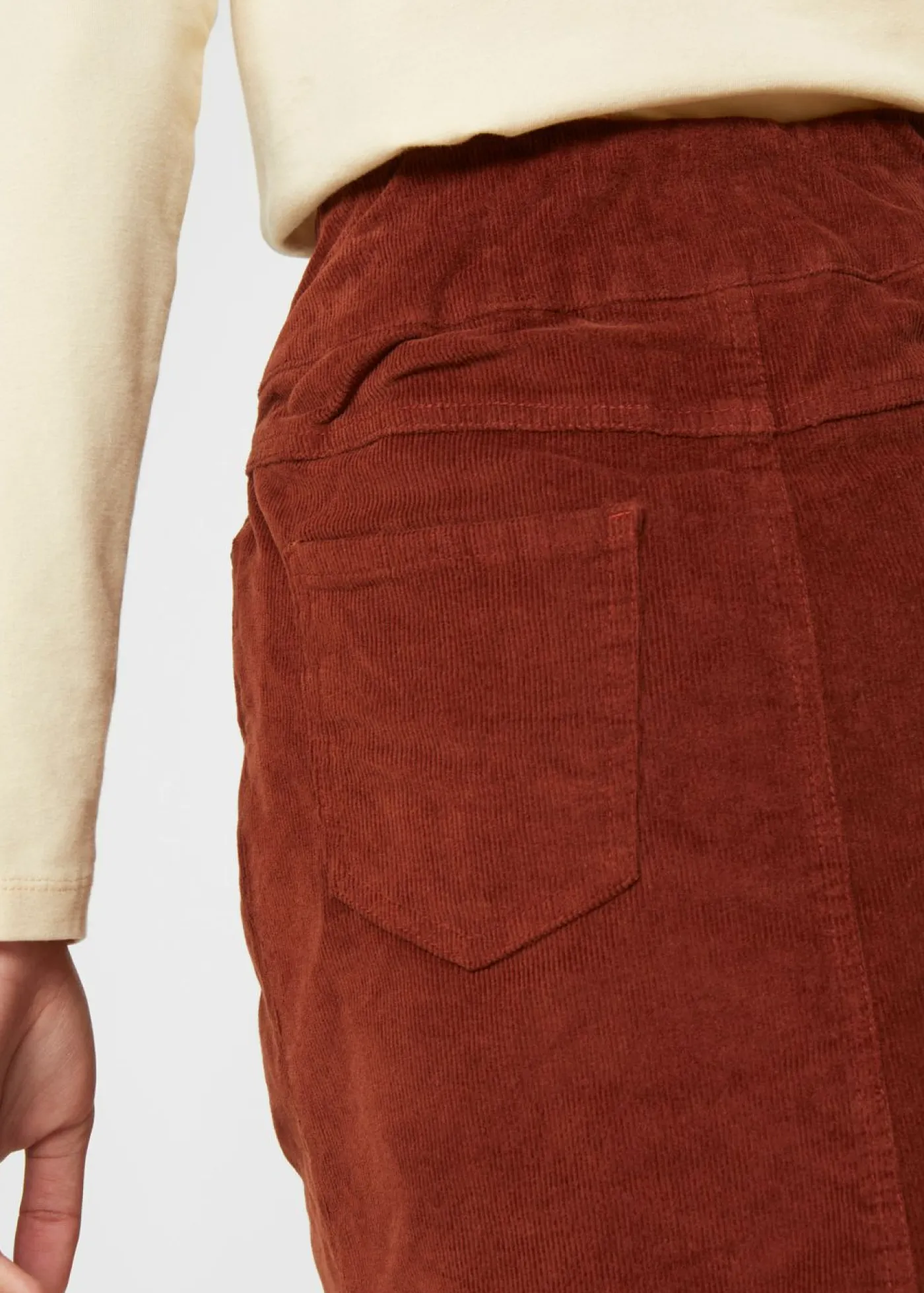 bonprix bonprix Faldas>Falda de algodón de pana, elástica, con cintura cómoda Marrón caoba